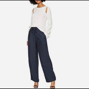 Vince tie front wide leg pants large navy blue